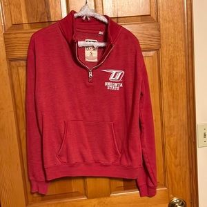 SUNY Oneonta quarter zip sweatshirt. Small. Red.